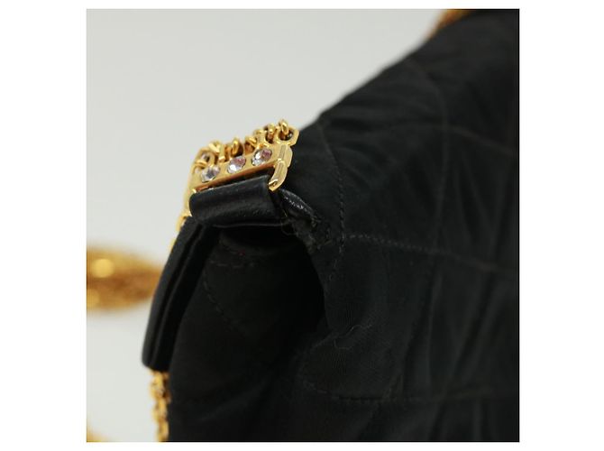 CHANEL Bolsa de ombro de corrente matelassé em pedra preta CC Auth 32695SAV Preto - vista 5