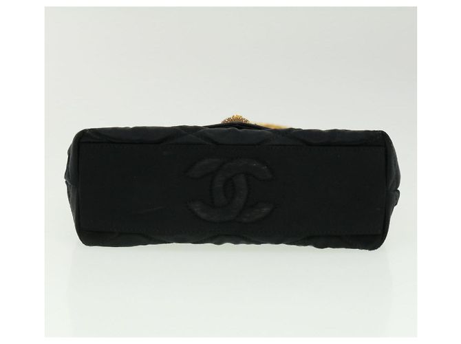 CHANEL Bolsa de ombro de corrente matelassé em pedra preta CC Auth 32695SAV Preto - vista 6