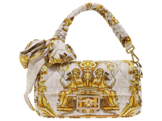 FENDI Baguette Schultertasche Polyester 2way Weiß 8BR600 AK2D Auth 48072SM - vista 13