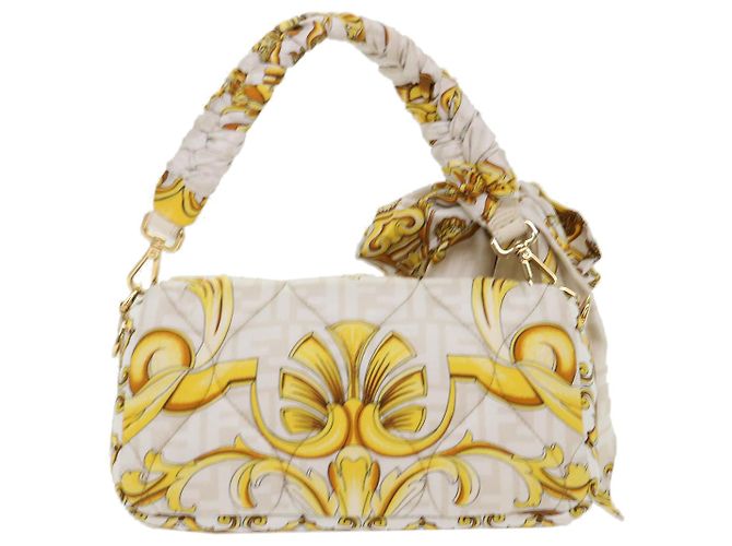 FENDI Baguette Schultertasche Polyester 2way Weiß 8BR600 AK2D Auth 48072SM - vista 2