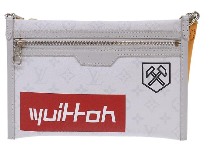 LOUIS VUITTON Borsa a Spalla Piatta Monogramma Bianca da Uomo Bron M44640 Auth 48487SAM Bronzo - vista 13