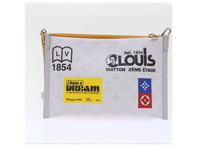 LOUIS VUITTON Borsa a Spalla Piatta Monogramma Bianca da Uomo Bron M44640 Auth 48487SAM Bronzo - vista 3