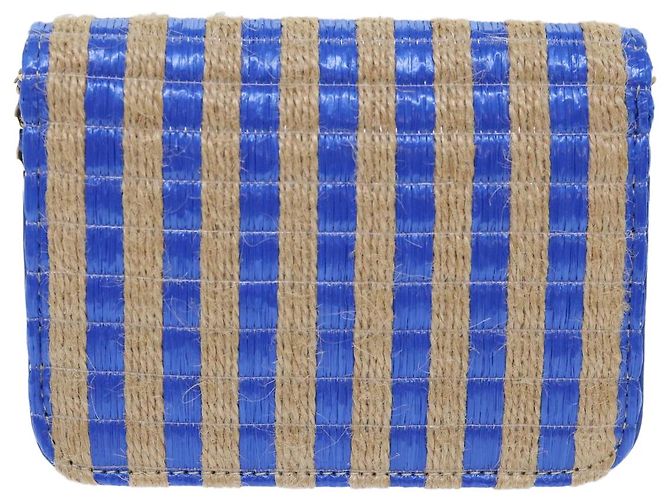 Borsa a Spalla con Catena CHANEL Raffia Blu Beige CC Auth 51139SV - vista 2