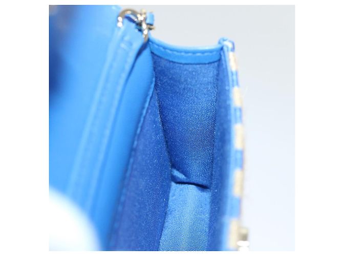 Borsa a Spalla con Catena CHANEL Raffia Blu Beige CC Auth 51139SV - vista 21