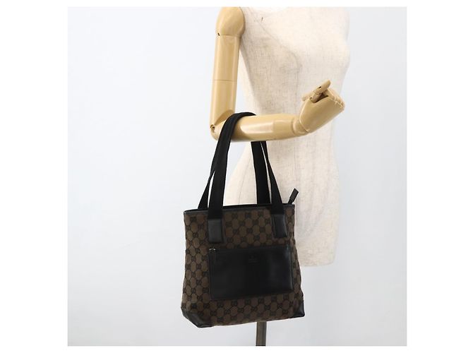 GUCCI GG Canvas Tote Bag Schwarz Silber 019 0402 1705 Auth am11183A - Ansicht 25