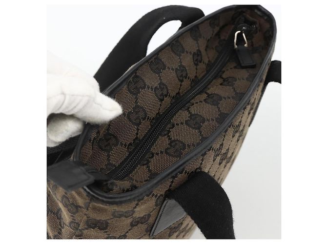 GUCCI GG Canvas Tote Bag Schwarz Silber 019 0402 1705 Auth am11183A - Ansicht 6