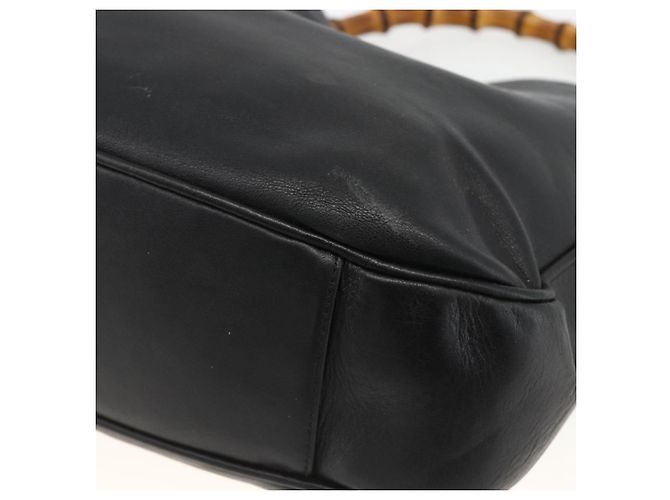 Borsa a Spalla in Pelle Gucci Bamboo 2way Nera Oro 001 1577 Auth gh2025 Nero D'oro - vista 17