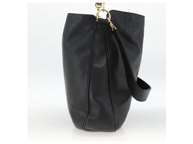 Borsa a Spalla in Pelle Gucci Bamboo 2way Nera Oro 001 1577 Auth gh2025 Nero D'oro - vista 3