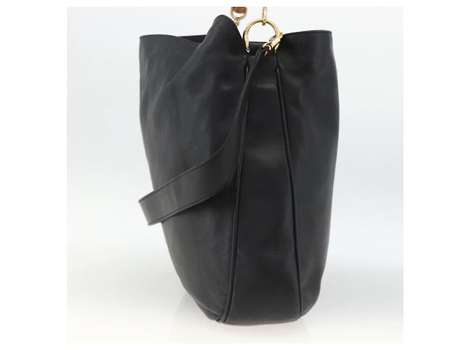Borsa a Spalla in Pelle Gucci Bamboo 2way Nera Oro 001 1577 Auth gh2025 Nero D'oro - vista 4