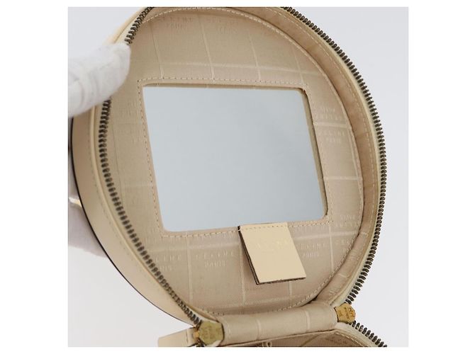 Céline Bolsa de mão Vanity em couro marfim e ouro Auth AMZ074A Dourado Cru - vista 10