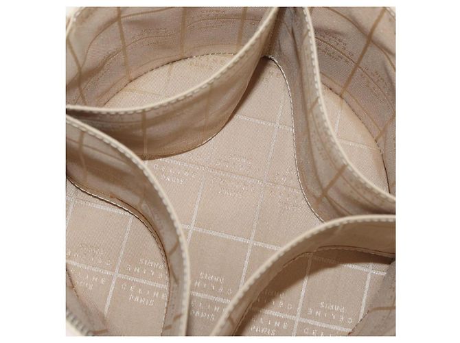 Céline Bolsa de mão Vanity em couro marfim e ouro Auth AMZ074A Dourado Cru - vista 11
