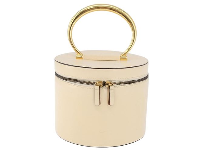 Céline Bolsa de mão Vanity em couro marfim e ouro Auth AMZ074A Dourado Cru - vista 13