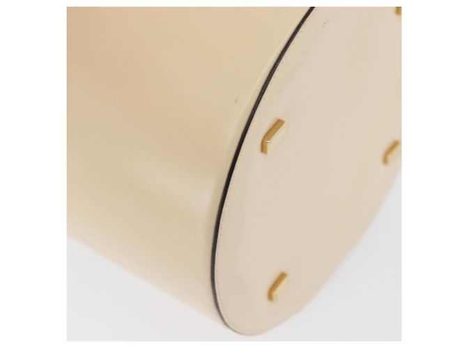 Céline Bolsa de mão Vanity em couro marfim e ouro Auth AMZ074A Dourado Cru - vista 15