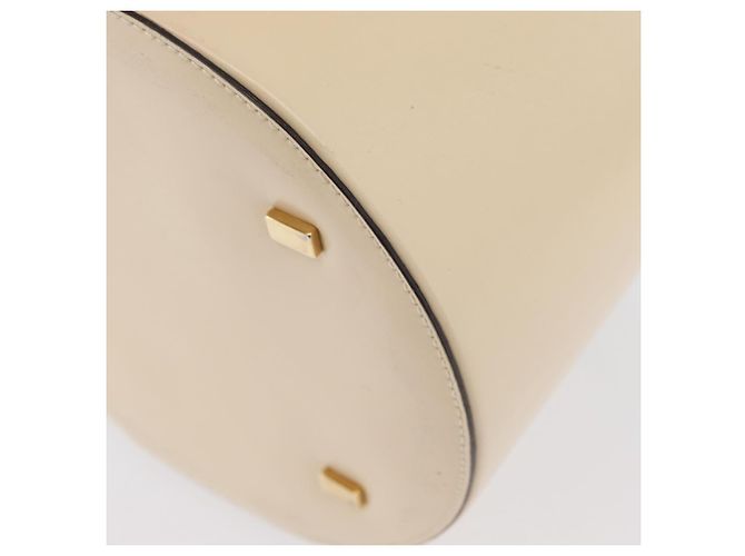 Céline Bolsa de mão Vanity em couro marfim e ouro Auth AMZ074A Dourado Cru - vista 16