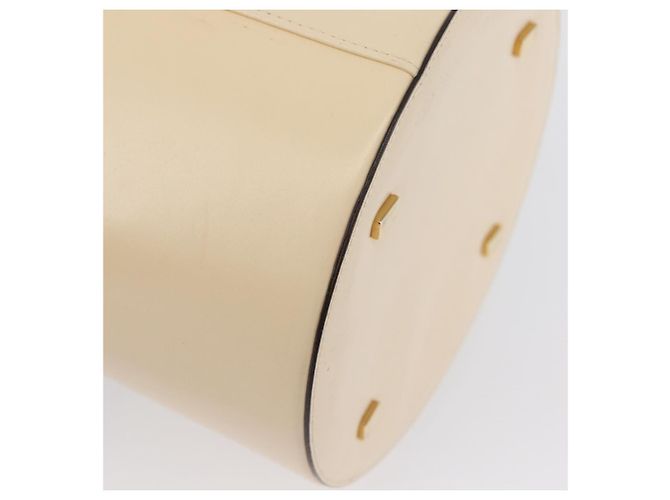 Céline Bolsa de mão Vanity em couro marfim e ouro Auth AMZ074A Dourado Cru - vista 17