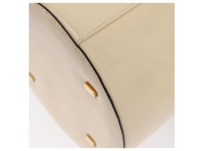 Céline Bolsa de mão Vanity em couro marfim e ouro Auth AMZ074A Dourado Cru - vista 18