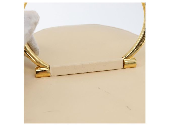 Céline Bolsa de mão Vanity em couro marfim e ouro Auth AMZ074A Dourado Cru - vista 19