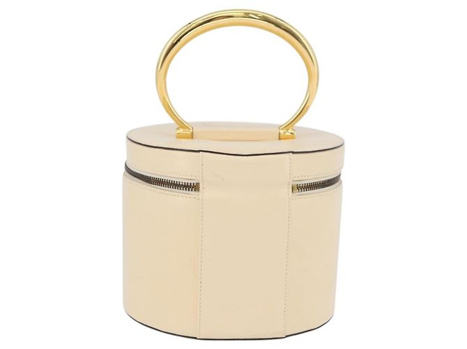 Céline Bolsa de mão Vanity em couro marfim e ouro Auth AMZ074A Dourado Cru - vista 2