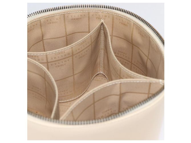 Céline Bolsa de mão Vanity em couro marfim e ouro Auth AMZ074A Dourado Cru - vista 21