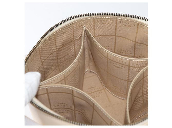 Céline Bolsa de mão Vanity em couro marfim e ouro Auth AMZ074A Dourado Cru - vista 22