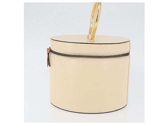 Céline Bolsa de mão Vanity em couro marfim e ouro Auth AMZ074A Dourado Cru - vista 3