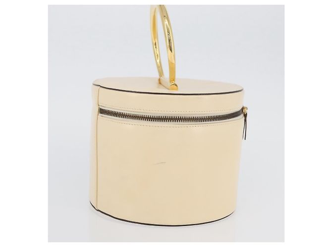 Céline Bolsa de mão Vanity em couro marfim e ouro Auth AMZ074A Dourado Cru - vista 4