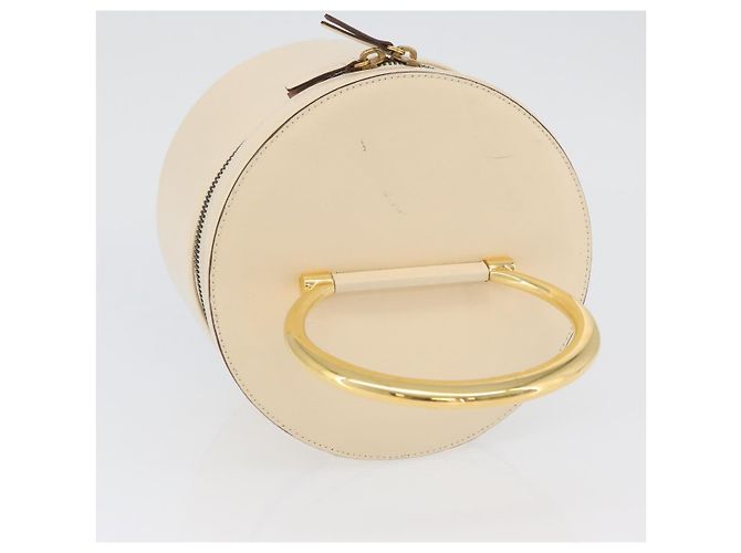 Céline Bolsa de mão Vanity em couro marfim e ouro Auth AMZ074A Dourado Cru - vista 7
