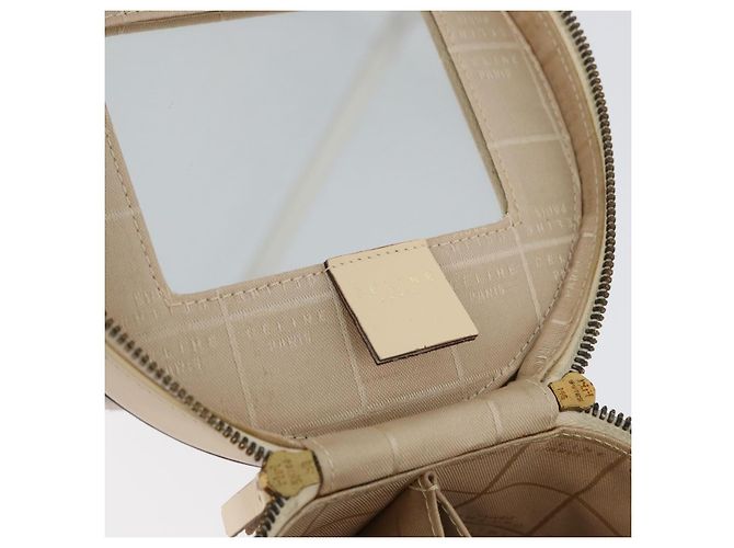 Céline Bolsa de mão Vanity em couro marfim e ouro Auth AMZ074A Dourado Cru - vista 9