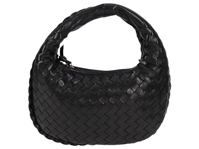 Bottega Veneta BORSA MINI HOBO IN PELLE INTRECCIATO NERA ORO AUTH am8217M Nero D'oro - vista 13