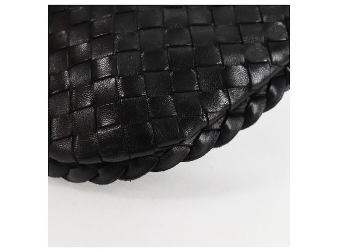 Bottega Veneta BORSA MINI HOBO IN PELLE INTRECCIATO NERA ORO AUTH am8217M Nero D'oro - vista 14