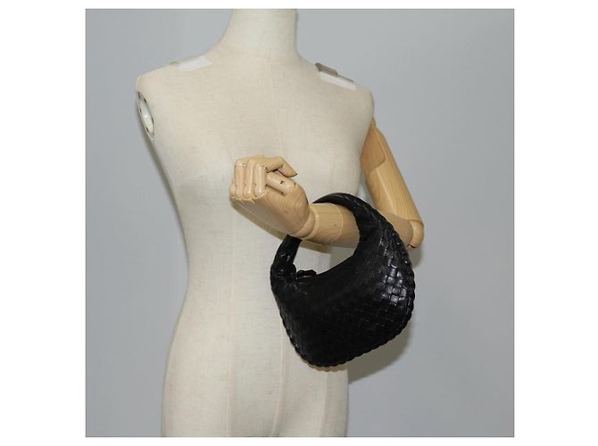 Bottega Veneta BORSA MINI HOBO IN PELLE INTRECCIATO NERA ORO AUTH am8217M Nero D'oro - vista 21