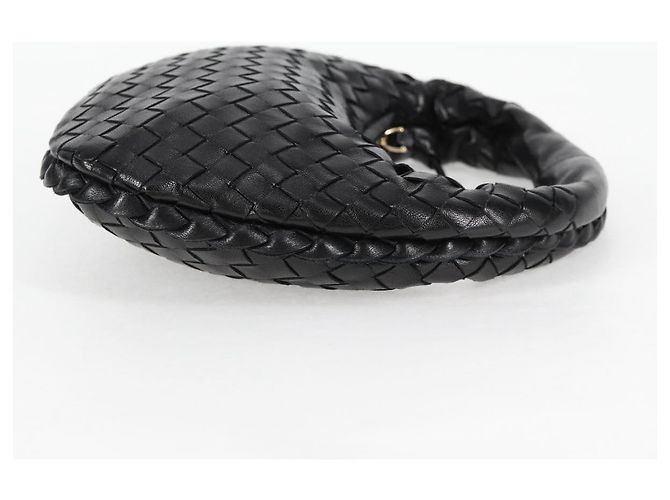 Bottega Veneta BORSA MINI HOBO IN PELLE INTRECCIATO NERA ORO AUTH am8217M Nero D'oro - vista 4