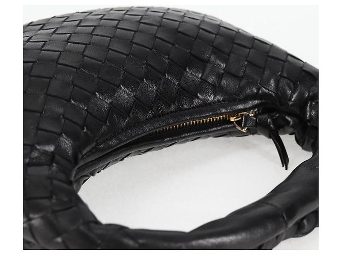 Bottega Veneta BORSA MINI HOBO IN PELLE INTRECCIATO NERA ORO AUTH am8217M Nero D'oro - vista 6