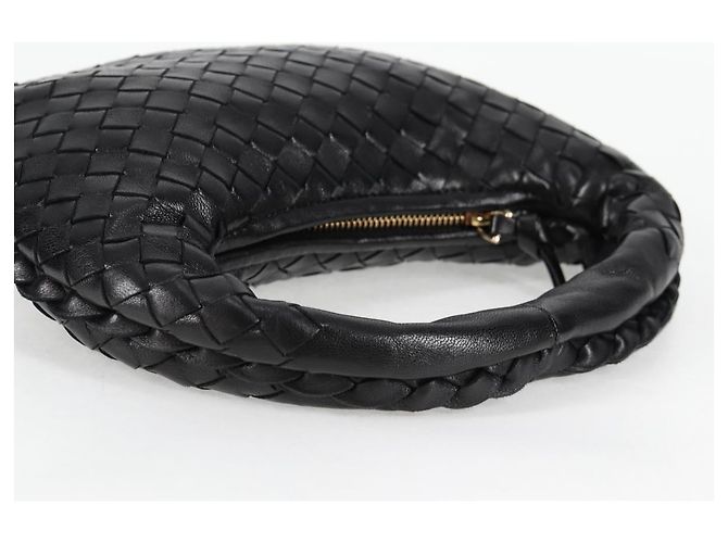 Bottega Veneta BORSA MINI HOBO IN PELLE INTRECCIATO NERA ORO AUTH am8217M Nero D'oro - vista 7