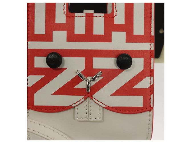 FENDI Bunny Mark Jacobs Collaboration Tasche Leder Weiß Rot Silber Auth BD1711M - Ansicht 19