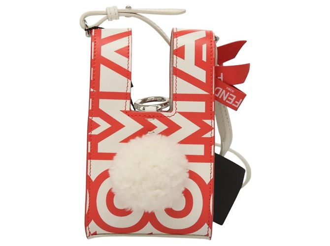 FENDI Bunny Mark Jacobs Collaboration Tasche Leder Weiß Rot Silber Auth BD1711M - Ansicht 2