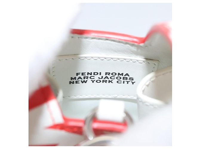 FENDI Bunny Mark Jacobs Collaboration Tasche Leder Weiß Rot Silber Auth BD1711M - Ansicht 20