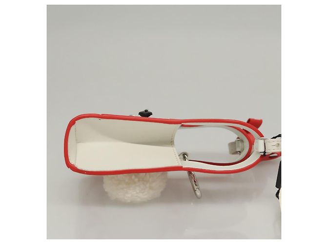 FENDI Bunny Mark Jacobs Collaboration Tasche Leder Weiß Rot Silber Auth BD1711M - Ansicht 3