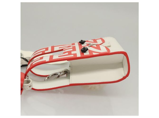 FENDI Bunny Mark Jacobs Collaboration Tasche Leder Weiß Rot Silber Auth BD1711M - Ansicht 4