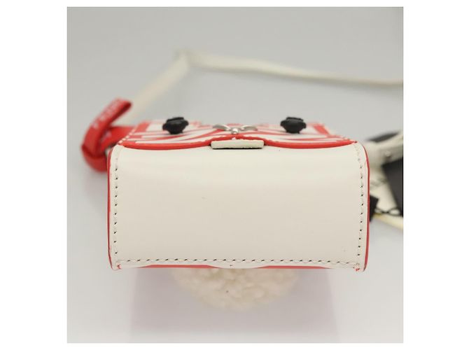 FENDI Bunny Mark Jacobs Collaboration Tasche Leder Weiß Rot Silber Auth BD1711M - Ansicht 5