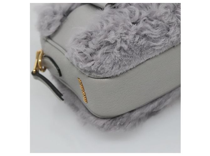 Borsa a Spalla Miu Miu in Pelle Grigia Auth BD1196V Marrone - vista 14