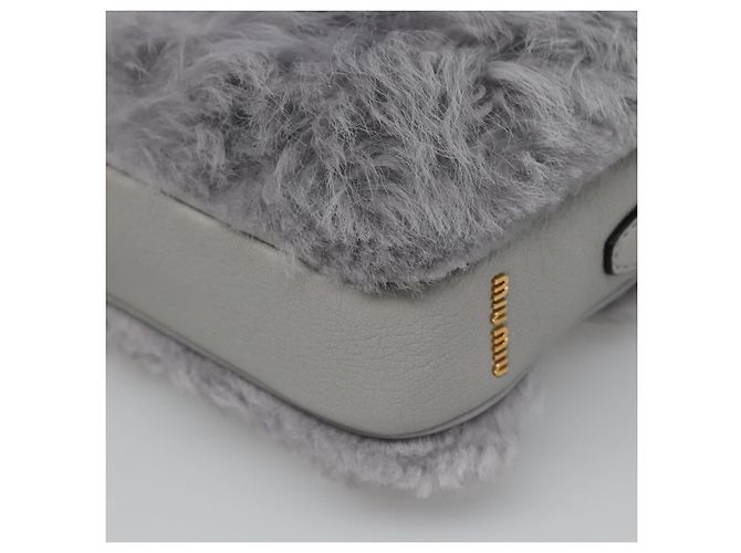 Borsa a Spalla Miu Miu in Pelle Grigia Auth BD1196V Marrone - vista 15