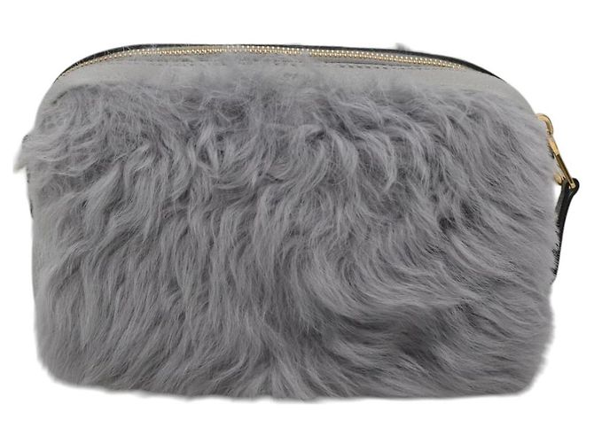 Borsa a Spalla Miu Miu in Pelle Grigia Auth BD1196V Marrone - vista 2