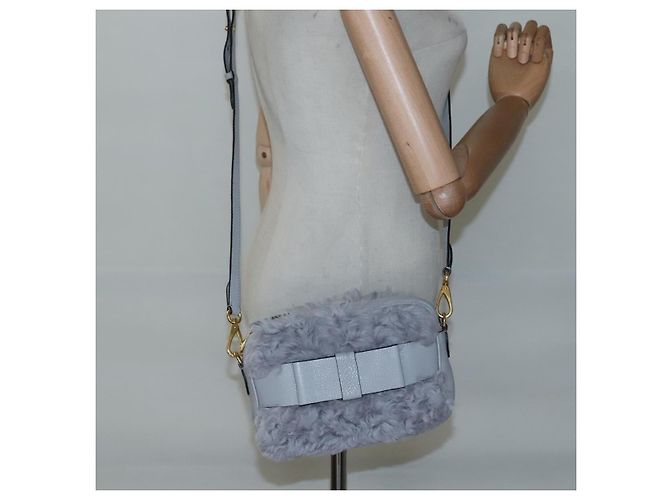Borsa a Spalla Miu Miu in Pelle Grigia Auth BD1196V Marrone - vista 21