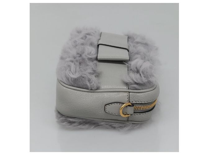 Borsa a Spalla Miu Miu in Pelle Grigia Auth BD1196V Marrone - vista 3