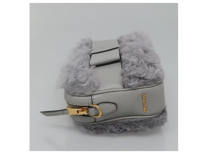 Borsa a Spalla Miu Miu in Pelle Grigia Auth BD1196V Marrone - vista 4