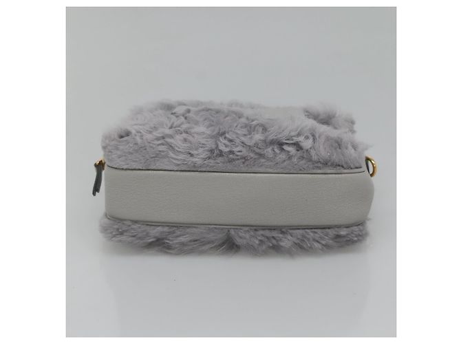 Borsa a Spalla Miu Miu in Pelle Grigia Auth BD1196V Marrone - vista 6
