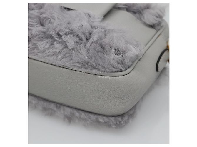 Borsa a Spalla Miu Miu in Pelle Grigia Auth BD1196V Marrone - vista 7