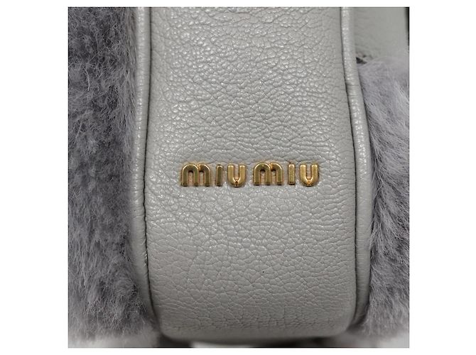 Borsa a Spalla Miu Miu in Pelle Grigia Auth BD1196V Marrone - vista 8