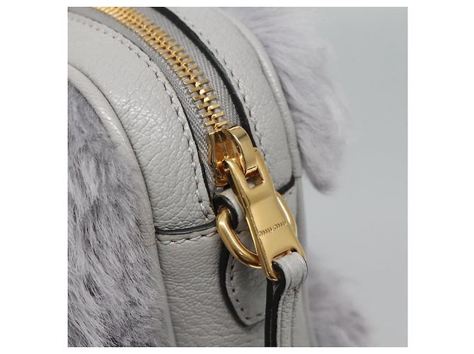Borsa a Spalla Miu Miu in Pelle Grigia Auth BD1196V Marrone - vista 9